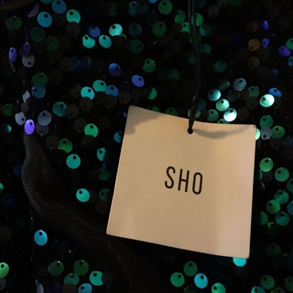 SHO by Tadashi Shoji Women's Sz XXS Shamrock Sequin Body-Con Cocktail Dress - Picture 4 of 16